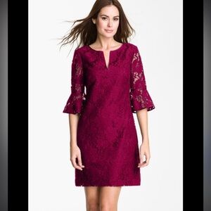 Adrianna Papell Lace Burgundy Shift Dress
